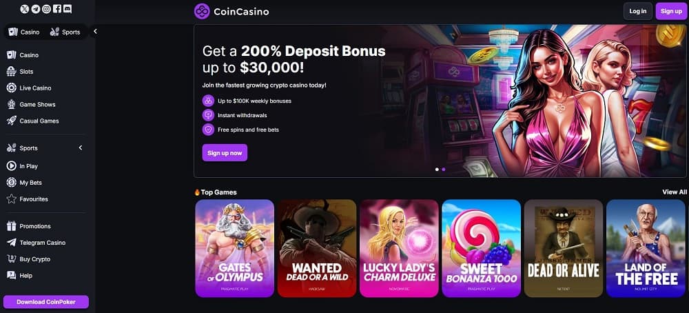 Coin Casino platform with 5,000+ Bitcoin casino games and fast payouts